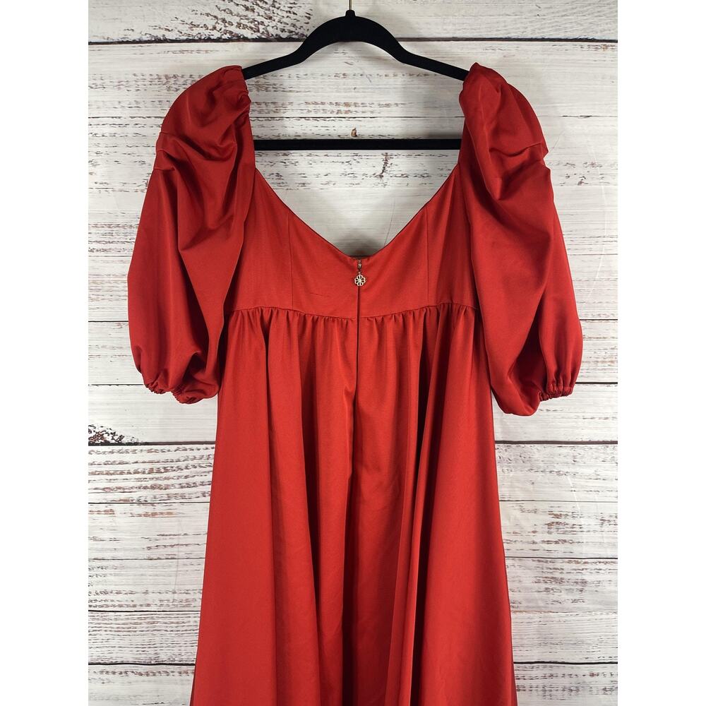 Kate Spade New York Dress Women's 8 Red Puff Sleeve Babydoll Mini Sweetheart Bow - Picture 10 of 12
